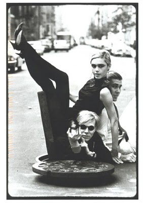 Edie Sedgewick, Andy Warhol, and Manhattan, NY manhole B/W shot